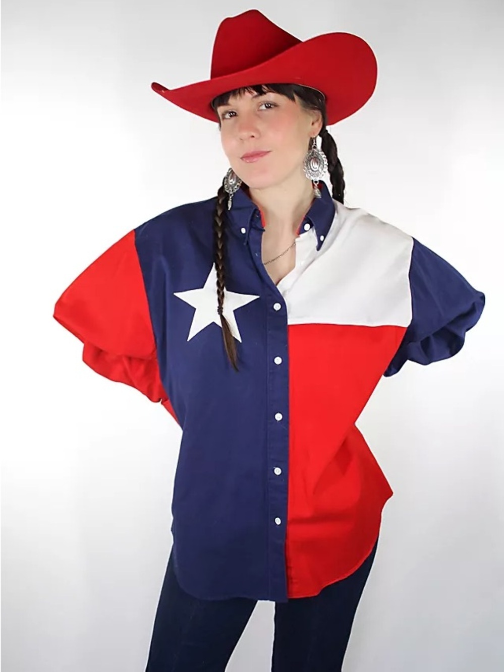 Vintage Texas Flag button down shirt long sleeve western lonestar state country - Picture 7 of 7